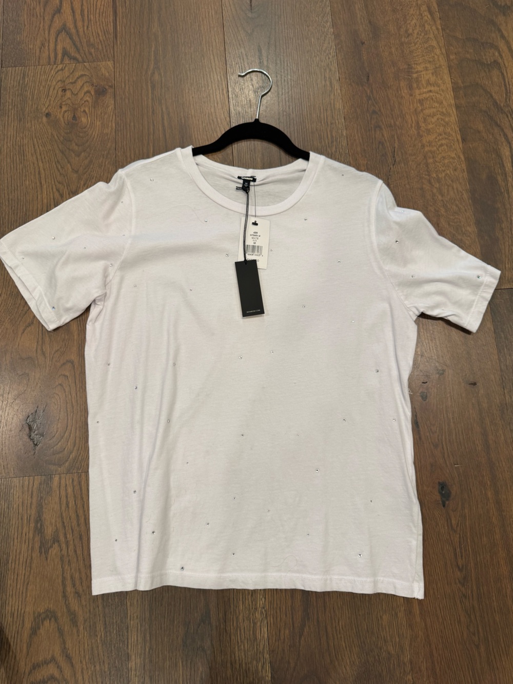 Monrow White Tee with Crystal Stud Accents